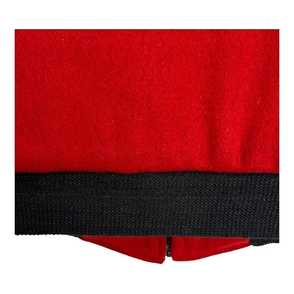 Bloomingdale's Varsity Jacket Boys Medium Red‎ Black Excellent World Staff Patch